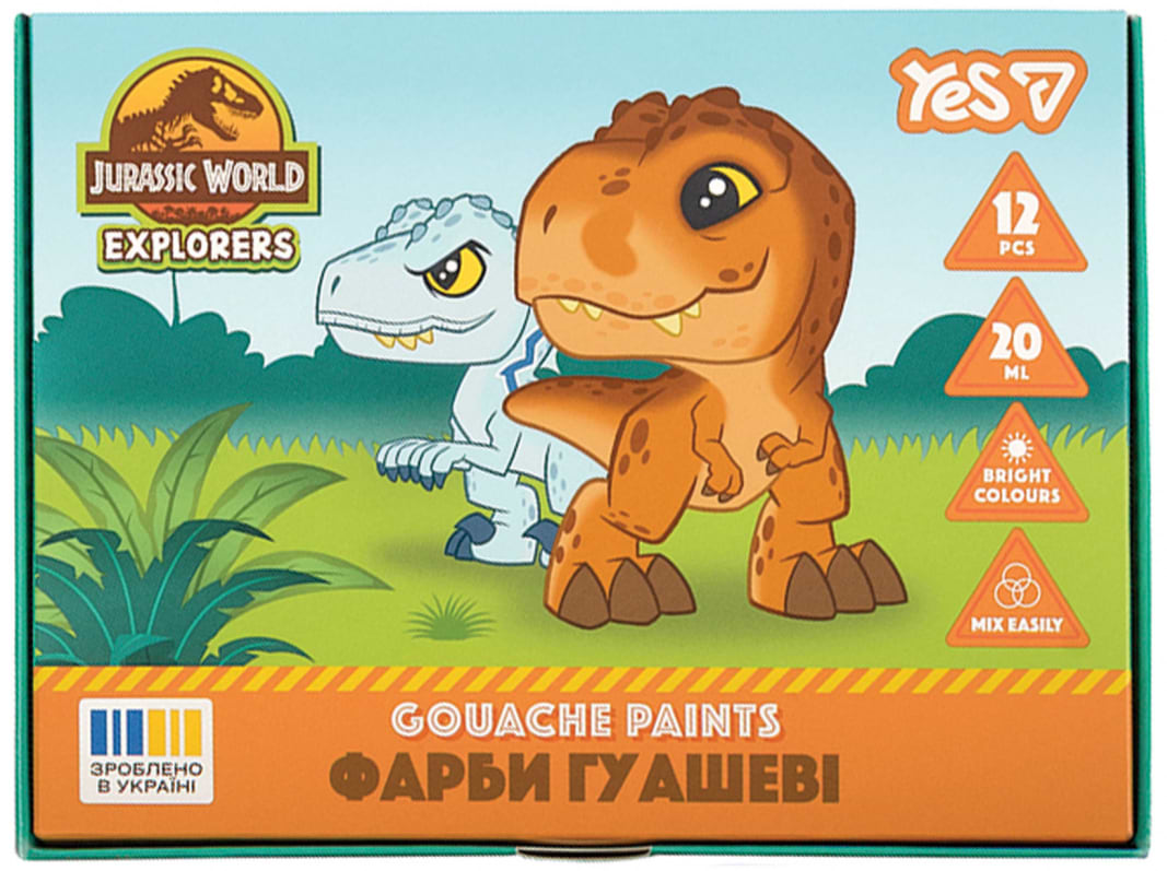 Краски YES Jurassic World.Kids 12 цв. 20 мл (230443)